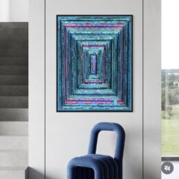 Uday Mastenbroek creëert kleurrijke, abstracte kunstwerken opgebouwd uit repen behang die hij met de hand beschildert en laag voor laag samenbrengt. Het resultaat is een krachtig driedimensionaal spel van kleur, licht en structuur dat verandert bij elke blik of lichtval — moderne kunst die blijft verrassen en bewegen.