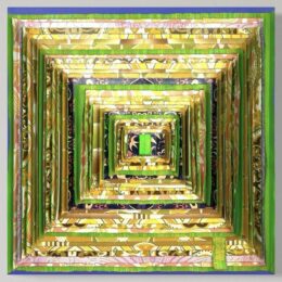 Uday Mastenbroek creëert kleurrijke, abstracte kunstwerken opgebouwd uit repen behang die hij met de hand beschildert en laag voor laag samenbrengt. Het resultaat is een krachtig driedimensionaal spel van kleur, licht en structuur dat verandert bij elke blik of lichtval — moderne kunst die blijft verrassen en bewegen.